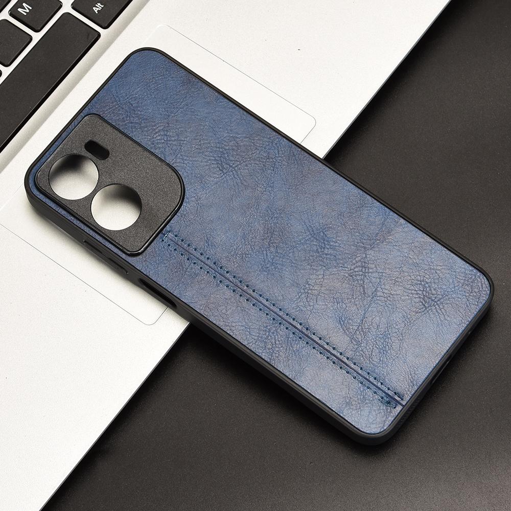 Motorola Moto E15 Cow Pattern Sewing Back Cover Phone Case - Premium PU Leather Texture PC + TPU Shockproof Protective Case, Scratch Resistant Slim Lightweight Anti-Fingerprint Full Coverage Mobile Cover