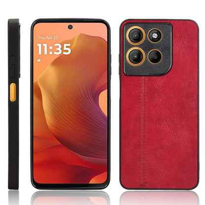 Motorola Moto G15 Cow Pattern Sewing Back Cover Phone Case - Premium PU Leather Texture PC + TPU Shockproof Protective Case, Scratch Resistant Slim Lightweight Anti-Fingerprint Full Coverage Mobile Cover