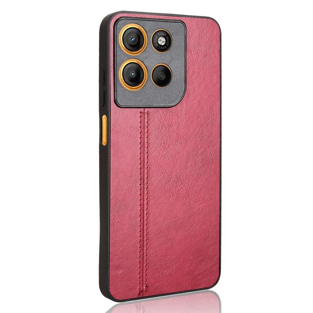 Motorola Moto G15 Cow Pattern Sewing Back Cover Phone Case - Premium PU Leather Texture PC + TPU Shockproof Protective Case, Scratch Resistant Slim Lightweight Anti-Fingerprint Full Coverage Mobile Cover