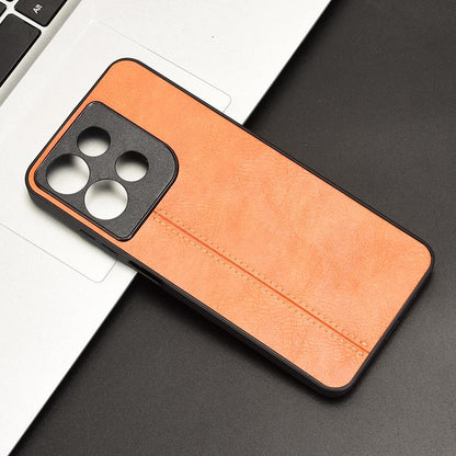 Motorola Moto G15 Cow Pattern Sewing Back Cover Phone Case - Premium PU Leather Texture PC + TPU Shockproof Protective Case, Scratch Resistant Slim Lightweight Anti-Fingerprint Full Coverage Mobile Cover