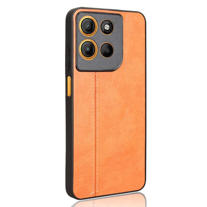 Motorola Moto G15 Cow Pattern Sewing Back Cover Phone Case - Premium PU Leather Texture PC + TPU Shockproof Protective Case, Scratch Resistant Slim Lightweight Anti-Fingerprint Full Coverage Mobile Cover