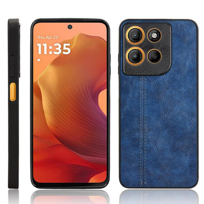 Motorola Moto G15 Cow Pattern Sewing Back Cover Phone Case - Premium PU Leather Texture PC + TPU Shockproof Protective Case, Scratch Resistant Slim Lightweight Anti-Fingerprint Full Coverage Mobile Cover