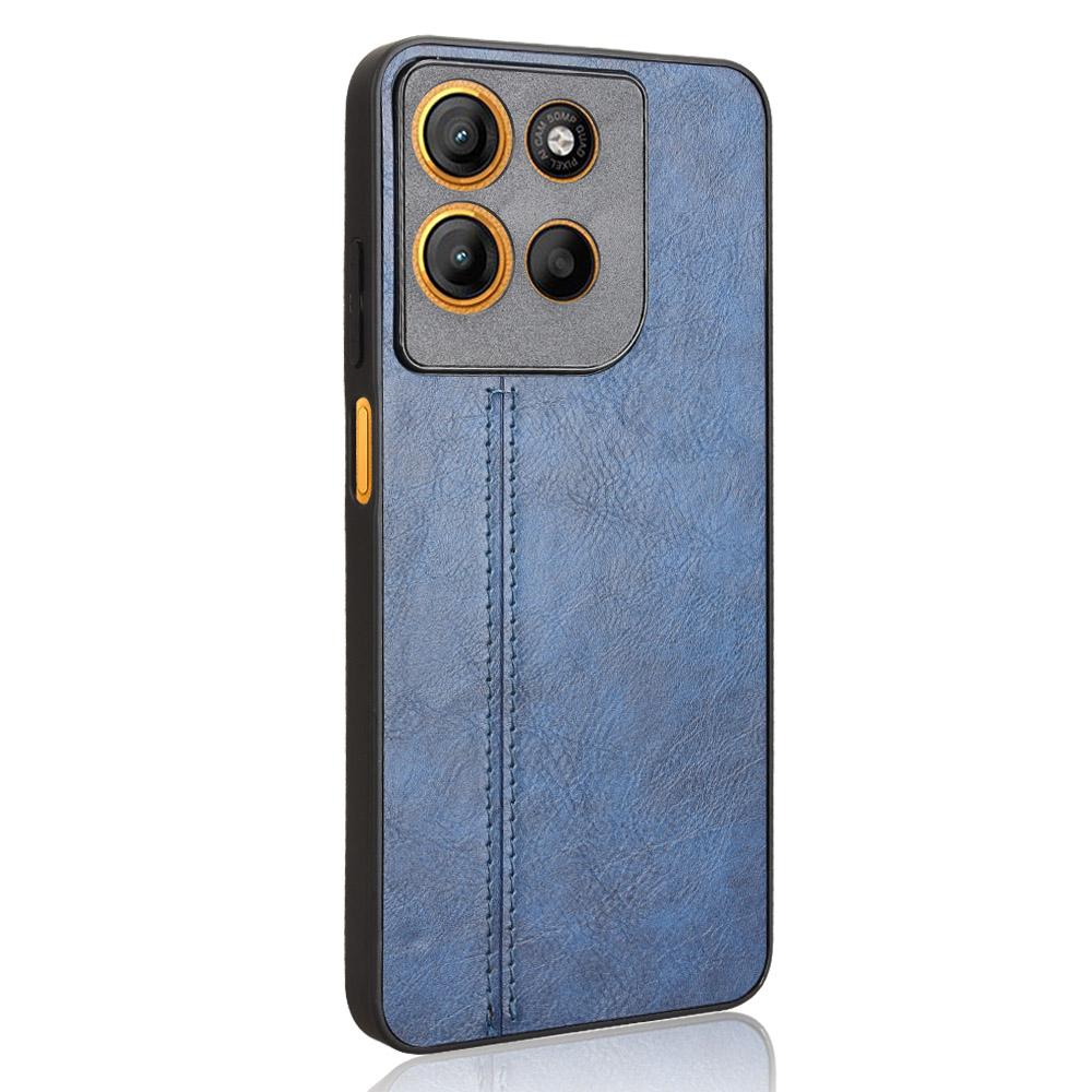 Motorola Moto G15 Power Cow Pattern Sewing Back Cover Phone Case - Premium PU Leather Texture PC + TPU Shockproof Protective Case, Scratch Resistant Slim Lightweight Anti-Fingerprint Full Coverage Mobile Cover