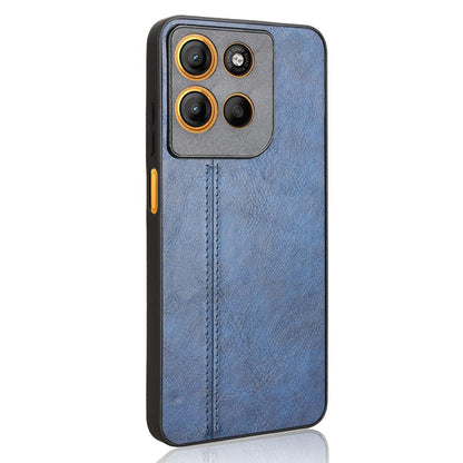 Motorola Moto G15 Power Cow Pattern Sewing Back Cover Phone Case - Premium PU Leather Texture PC + TPU Shockproof Protective Case, Scratch Resistant Slim Lightweight Anti-Fingerprint Full Coverage Mobile Cover