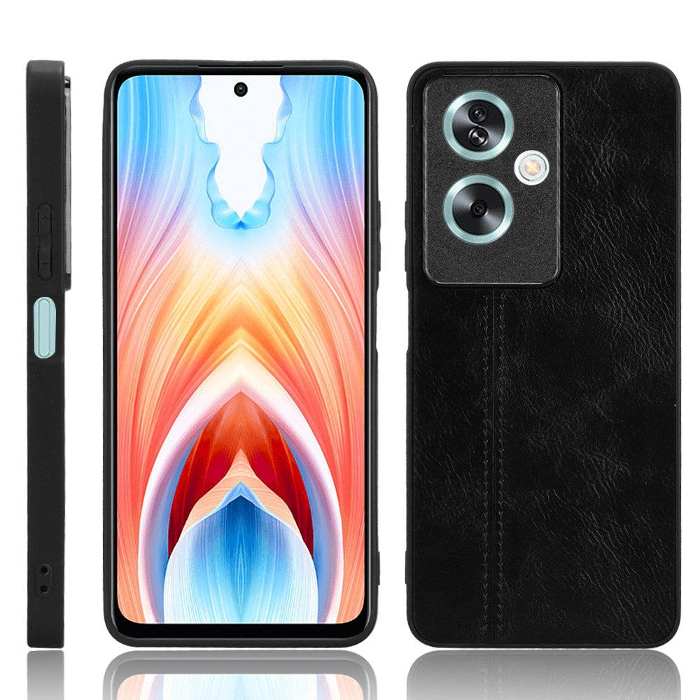 OPPO A79 5G Cow Pattern Sewing Back Cover Phone Case - Premium PU Leather Texture PC + TPU Shockproof Protective Case, Scratch Resistant Slim Lightweight Anti-Fingerprint Full Coverage Mobile Cover