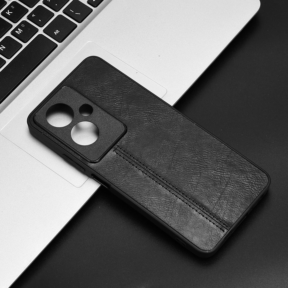 OPPO A79 5G Cow Pattern Sewing Back Cover Phone Case - Premium PU Leather Texture PC + TPU Shockproof Protective Case, Scratch Resistant Slim Lightweight Anti-Fingerprint Full Coverage Mobile Cover