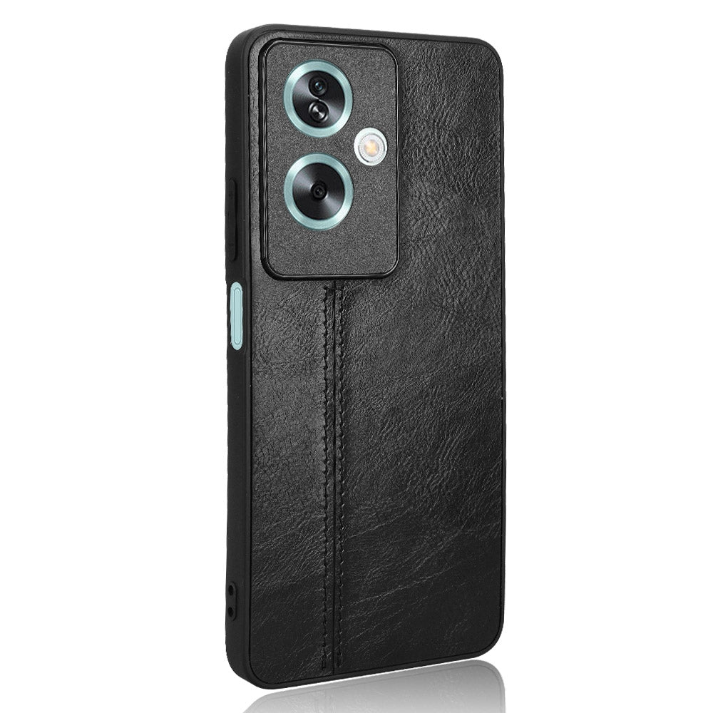 OPPO A79 5G Cow Pattern Sewing Back Cover Phone Case - Premium PU Leather Texture PC + TPU Shockproof Protective Case, Scratch Resistant Slim Lightweight Anti-Fingerprint Full Coverage Mobile Cover