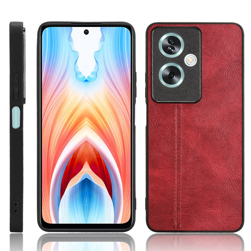 OPPO A79 5G Cow Pattern Sewing Back Cover Phone Case - Premium PU Leather Texture PC + TPU Shockproof Protective Case, Scratch Resistant Slim Lightweight Anti-Fingerprint Full Coverage Mobile Cover