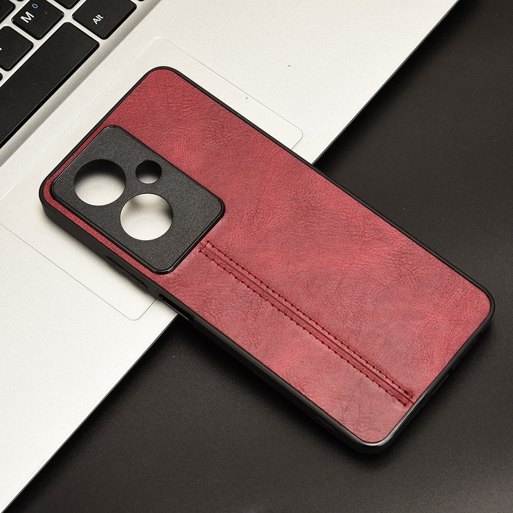 OPPO A79 5G Cow Pattern Sewing Back Cover Phone Case - Premium PU Leather Texture PC + TPU Shockproof Protective Case, Scratch Resistant Slim Lightweight Anti-Fingerprint Full Coverage Mobile Cover