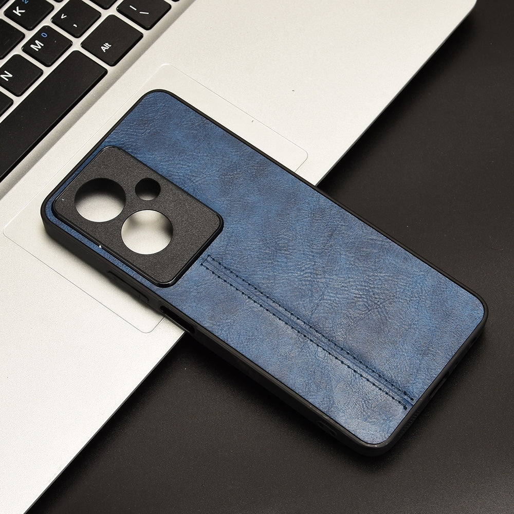 OPPO A79 5G Cow Pattern Sewing Back Cover Phone Case - Premium PU Leather Texture PC + TPU Shockproof Protective Case, Scratch Resistant Slim Lightweight Anti-Fingerprint Full Coverage Mobile Cover