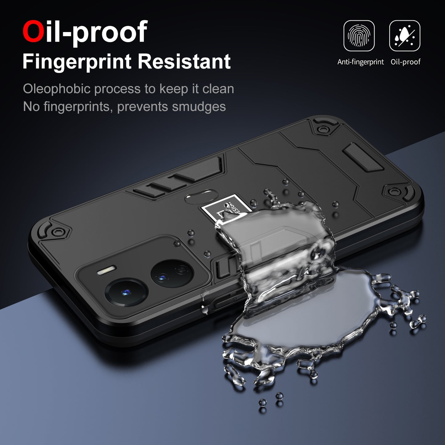 vivo Y16 2 in 1 Shockproof Phone Case, Rugged TPU+PC, Oil-Proof & Fingerprint Resistant, with Magnet-Ready