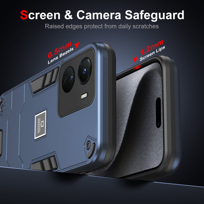 vivo Y16 2 in 1 Shockproof Phone Case, Rugged TPU+PC, Oil-Proof & Fingerprint Resistant, with Magnet-Ready