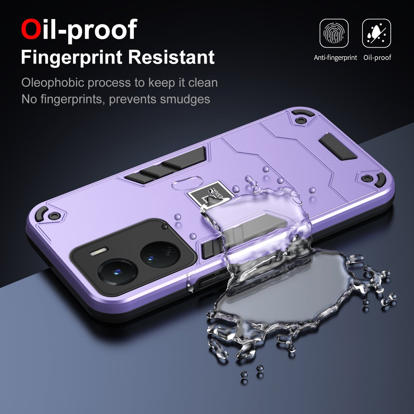 vivo Y16 2 in 1 Shockproof Phone Case, Rugged TPU+PC, Oil-Proof & Fingerprint Resistant, with Magnet-Ready