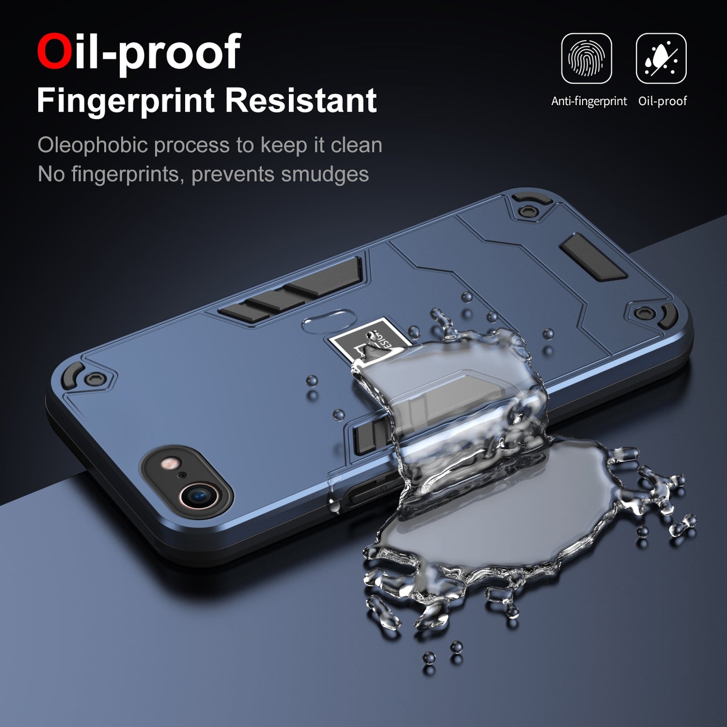 iPhone SE 2020 2 in 1 Shockproof Phone Case, Rugged TPU+PC, Oil-Proof & Fingerprint Resistant, with Magnet-Ready