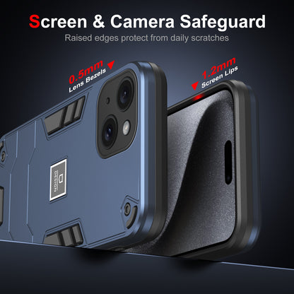 iPhone 15 2 in 1 Shockproof Phone Case, Rugged TPU+PC, Oil-Proof & Fingerprint Resistant, with Magnet-Ready