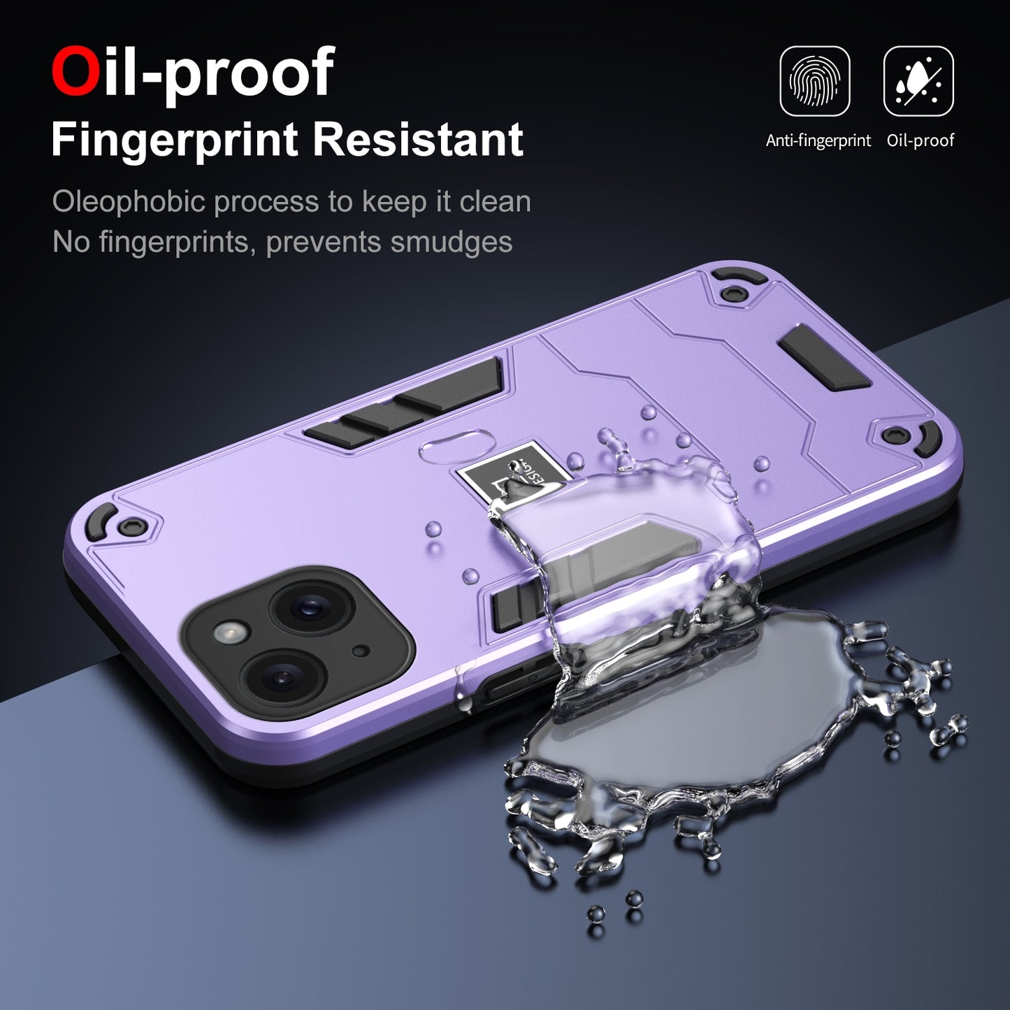 iPhone 15 2 in 1 Shockproof Phone Case, Rugged TPU+PC, Oil-Proof & Fingerprint Resistant, with Magnet-Ready