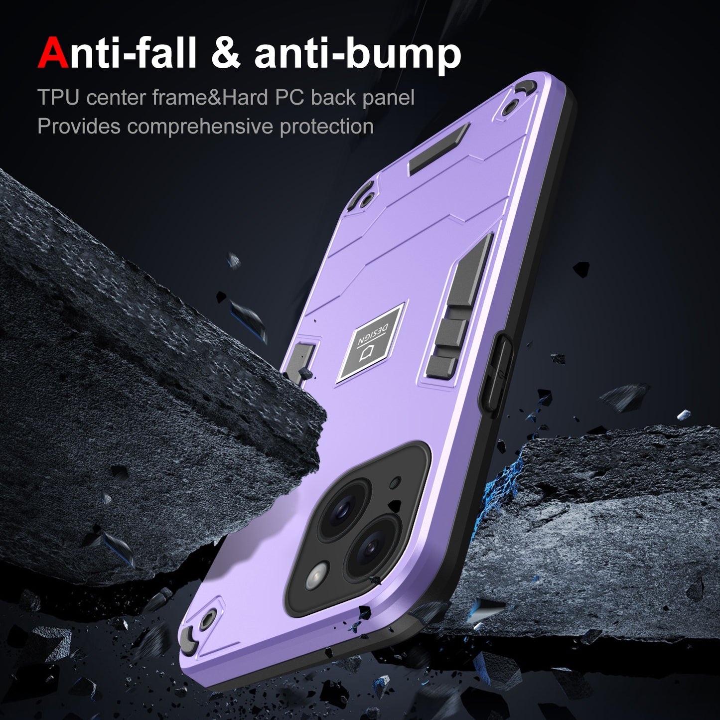 iPhone 15 Plus 2 in 1 Shockproof Phone Case, Rugged TPU+PC, Oil-Proof & Fingerprint Resistant, with Magnet-Ready
