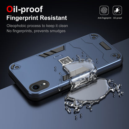 iPhone XR 2 in 1 Shockproof Phone Case, Rugged TPU+PC, Oil-Proof & Fingerprint Resistant, with Magnet-Ready