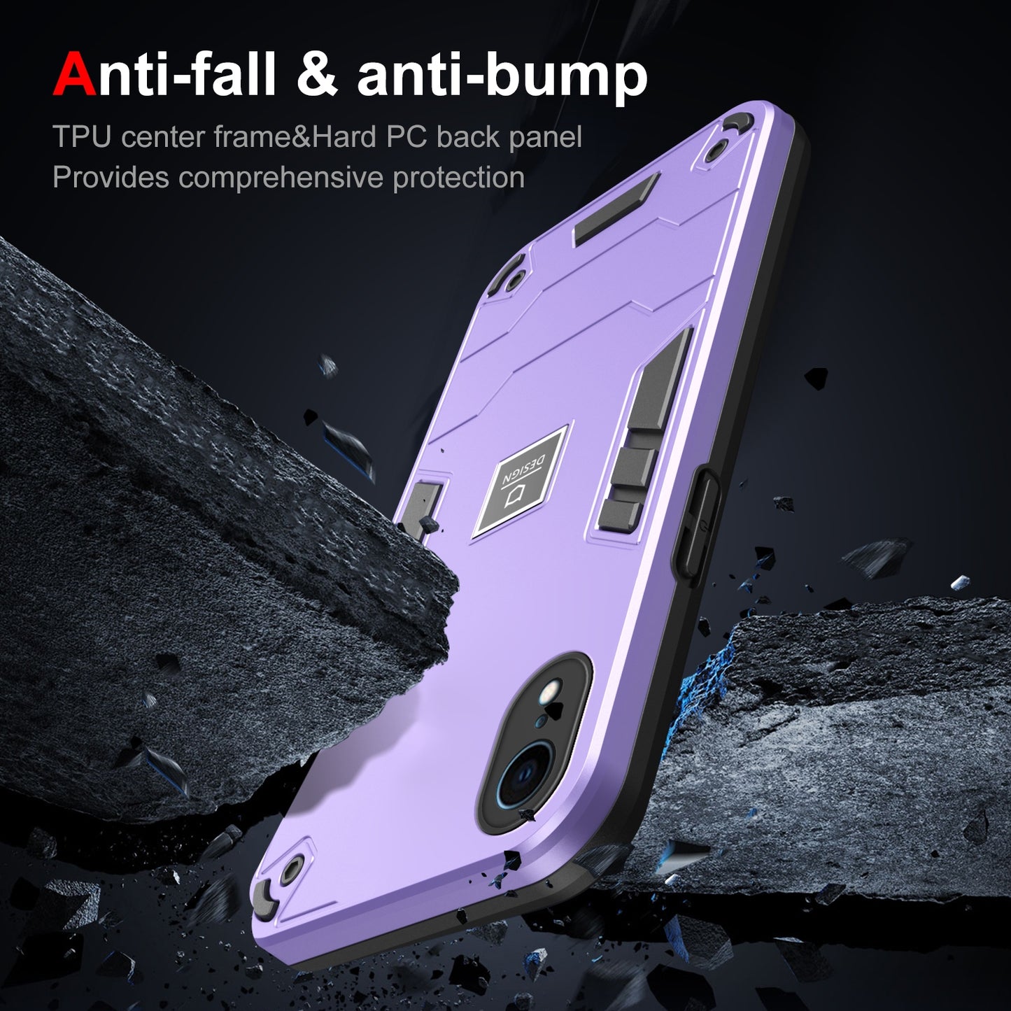 iPhone XR 2 in 1 Shockproof Phone Case, Rugged TPU+PC, Oil-Proof & Fingerprint Resistant, with Magnet-Ready