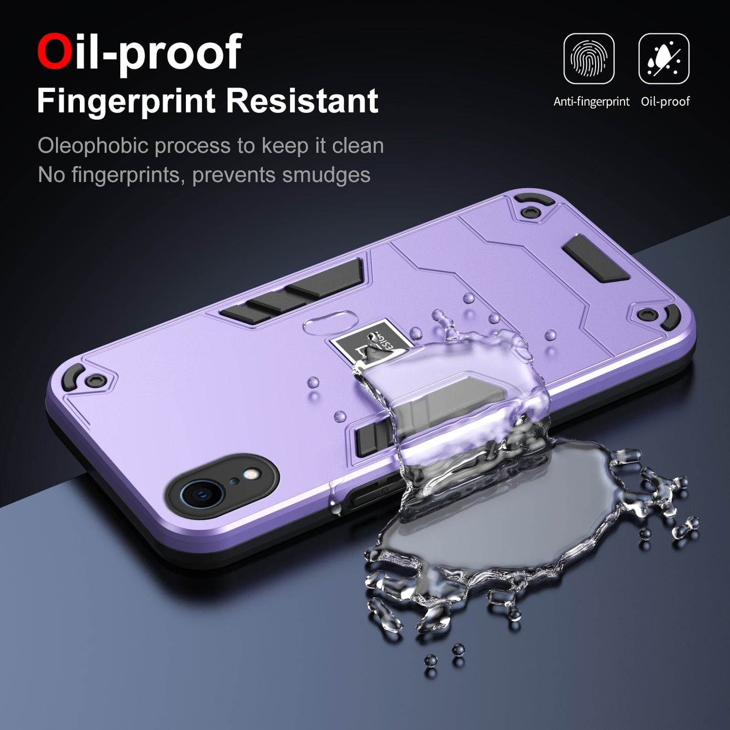 iPhone XR 2 in 1 Shockproof Phone Case, Rugged TPU+PC, Oil-Proof & Fingerprint Resistant, with Magnet-Ready