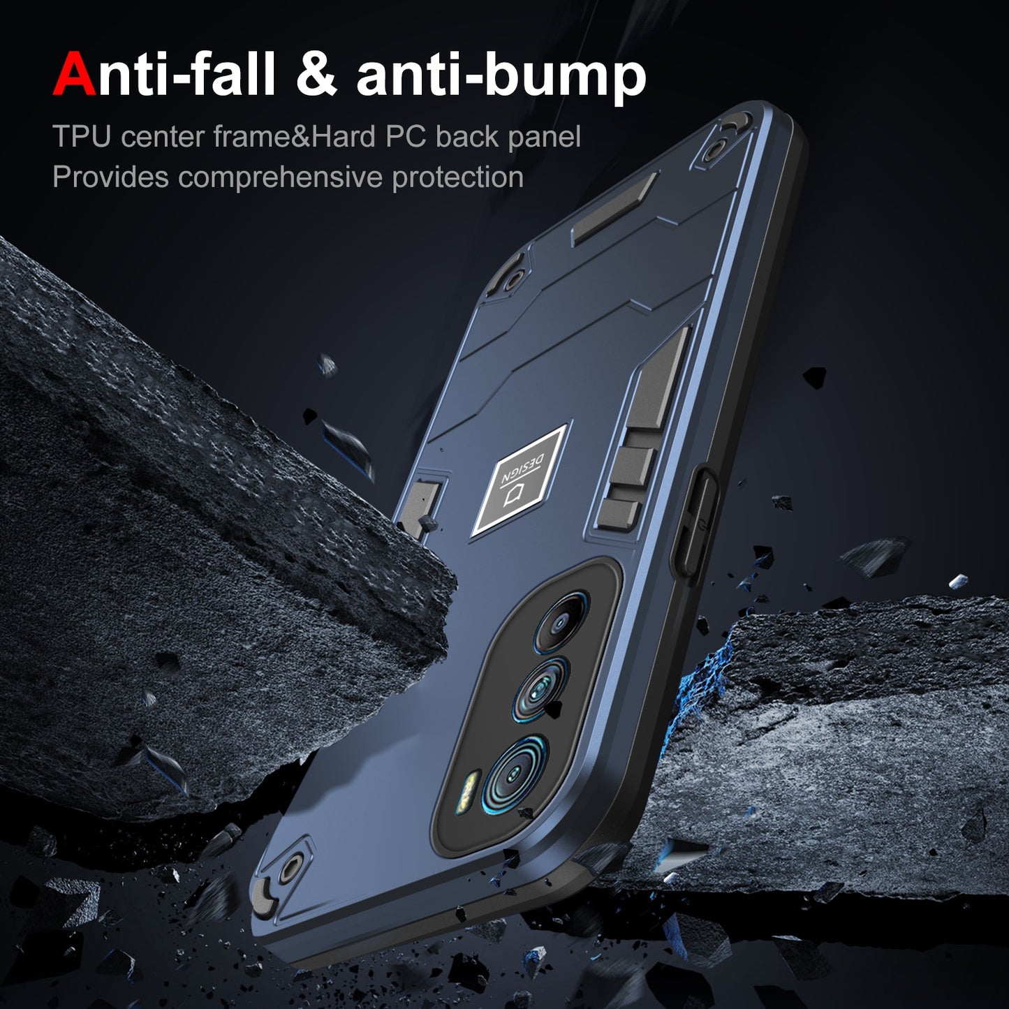 Motorola Edge 30 2 in 1 Shockproof Phone Case, Rugged TPU+PC, Oil-Proof & Fingerprint Resistant, with Magnet-Ready