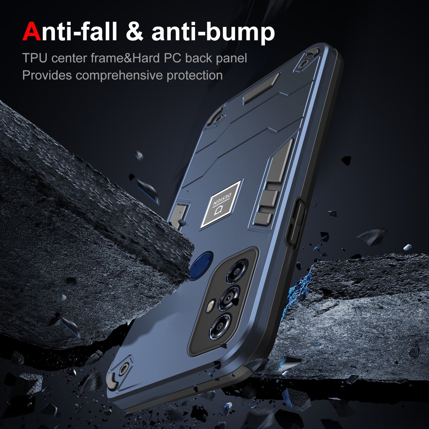 Motorola Moto G Play 2023 2 in 1 Shockproof Phone Case, Rugged TPU+PC, Oil-Proof & Fingerprint Resistant, with Magnet-Ready