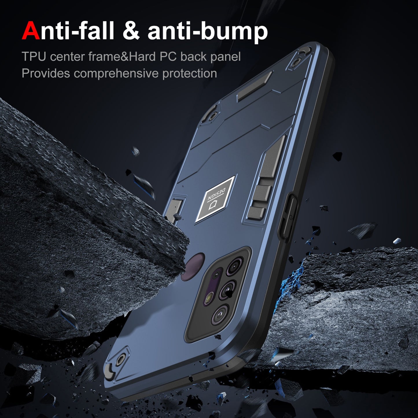 Motorola Moto G10 2 in 1 Shockproof Phone Case, Rugged TPU+PC, Oil-Proof & Fingerprint Resistant, with Magnet-Ready