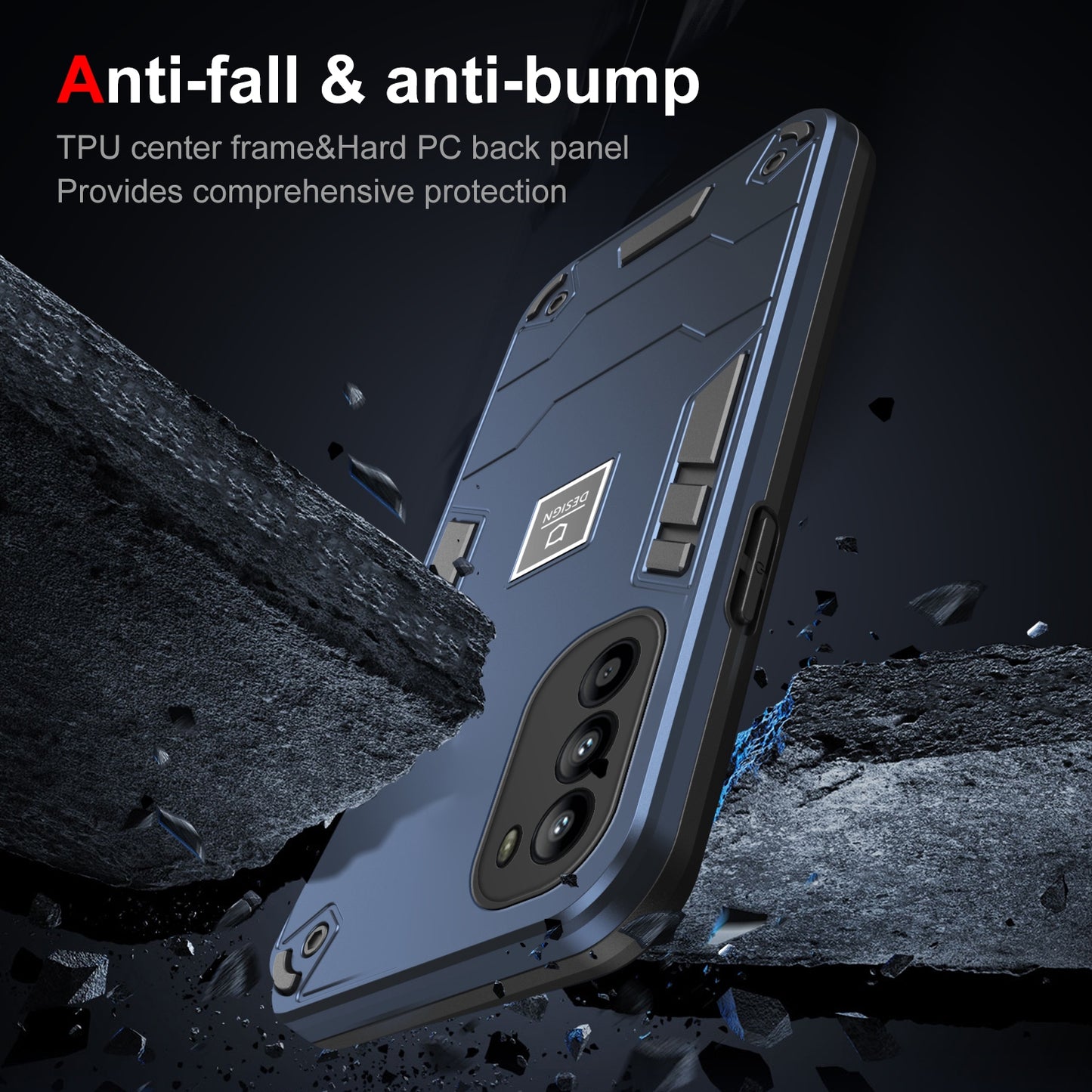 Motorola Moto G52 2 in 1 Shockproof Phone Case, Rugged TPU+PC, Oil-Proof & Fingerprint Resistant, with Magnet-Ready