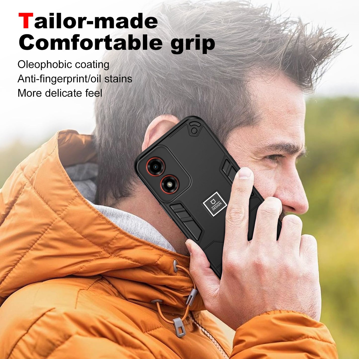 Motorola Moto G04 2 in 1 Shockproof Phone Case, Rugged TPU+PC, Oil-Proof & Fingerprint Resistant, with Magnet-Ready