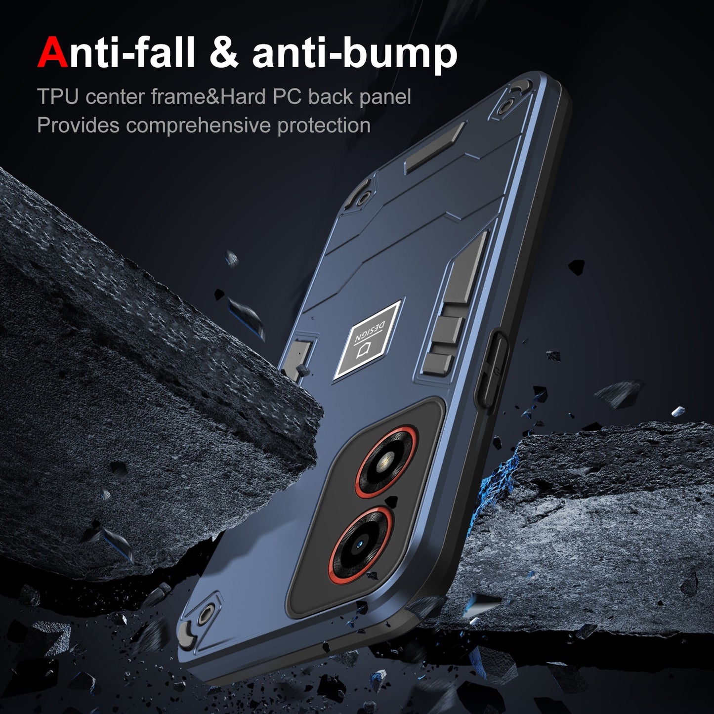 Motorola Moto G04 2 in 1 Shockproof Phone Case, Rugged TPU+PC, Oil-Proof & Fingerprint Resistant, with Magnet-Ready