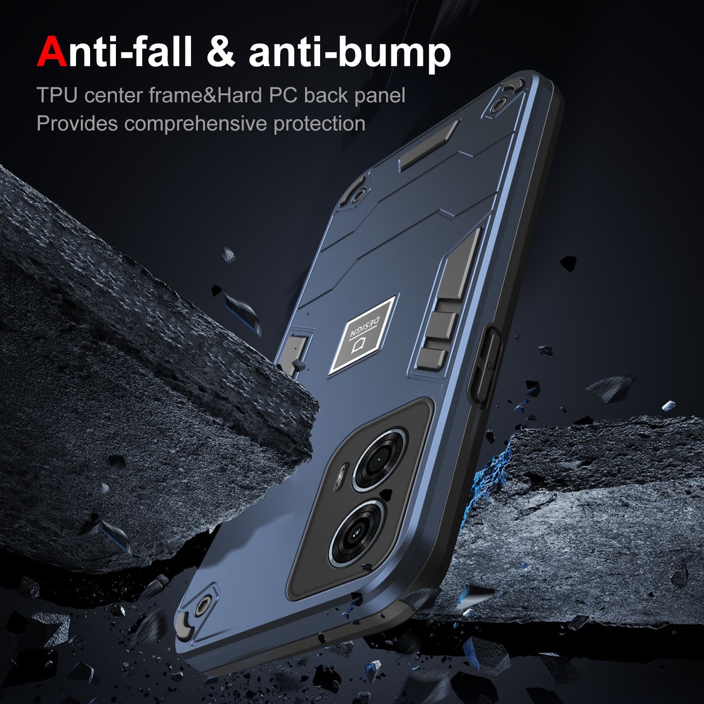 Motorola Moto G24 Power 2 in 1 Shockproof Phone Case, Rugged TPU+PC, Oil-Proof & Fingerprint Resistant, with Magnet-Ready