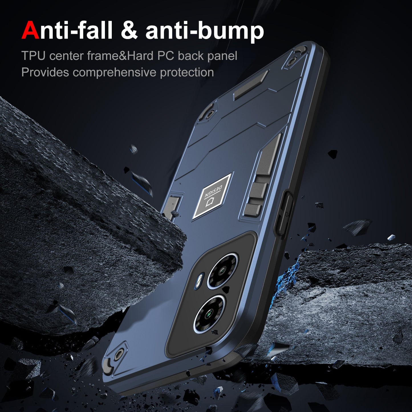 Motorola Moto G34 2 in 1 Shockproof Phone Case, Rugged TPU+PC, Oil-Proof & Fingerprint Resistant, with Magnet-Ready