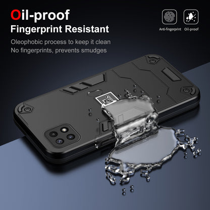 Samsung Galaxy A22 5G 2 in 1 Shockproof Phone Case, Rugged TPU+PC, Oil-Proof & Fingerprint Resistant, with Magnet-Ready