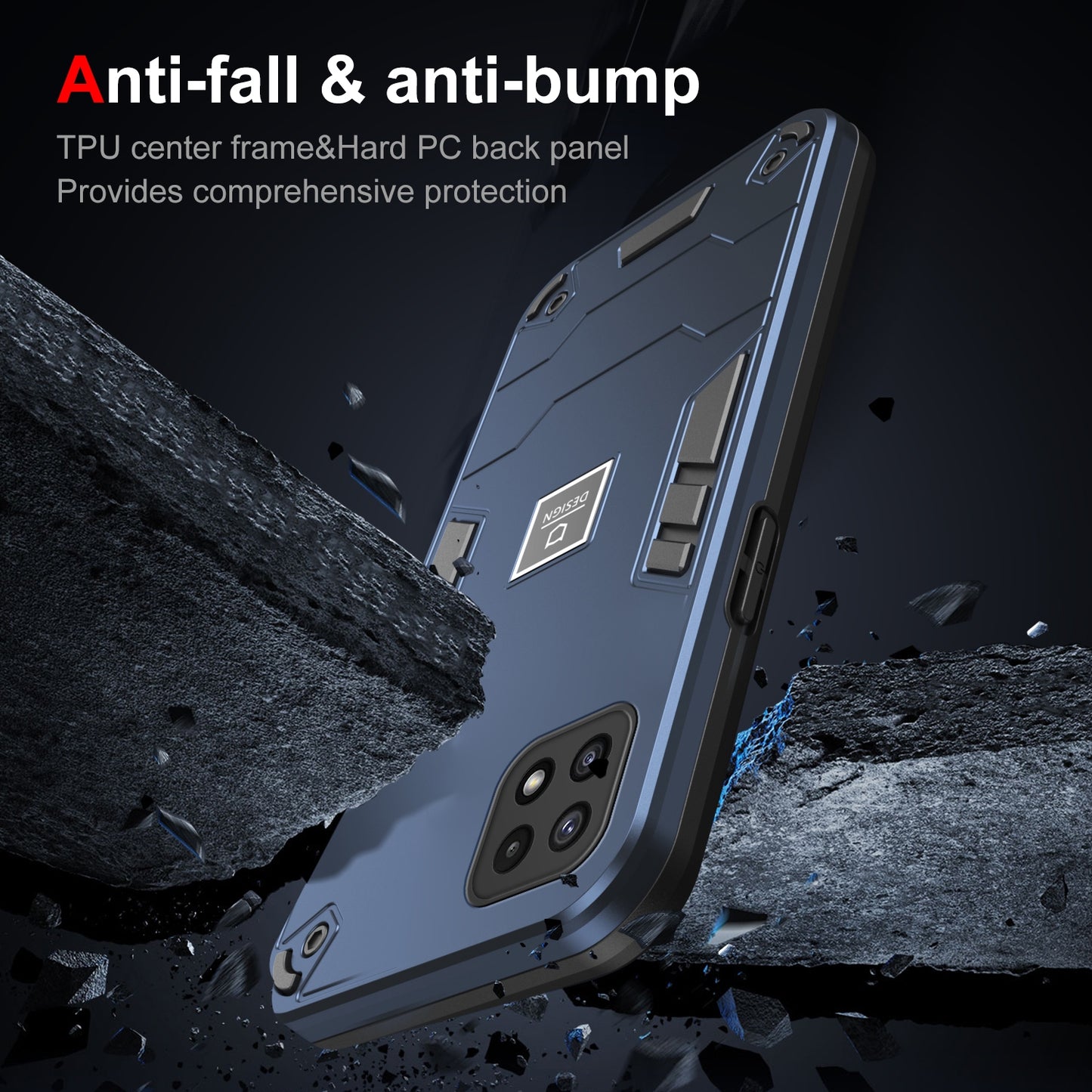 Samsung Galaxy A22 5G 2 in 1 Shockproof Phone Case, Rugged TPU+PC, Oil-Proof & Fingerprint Resistant, with Magnet-Ready