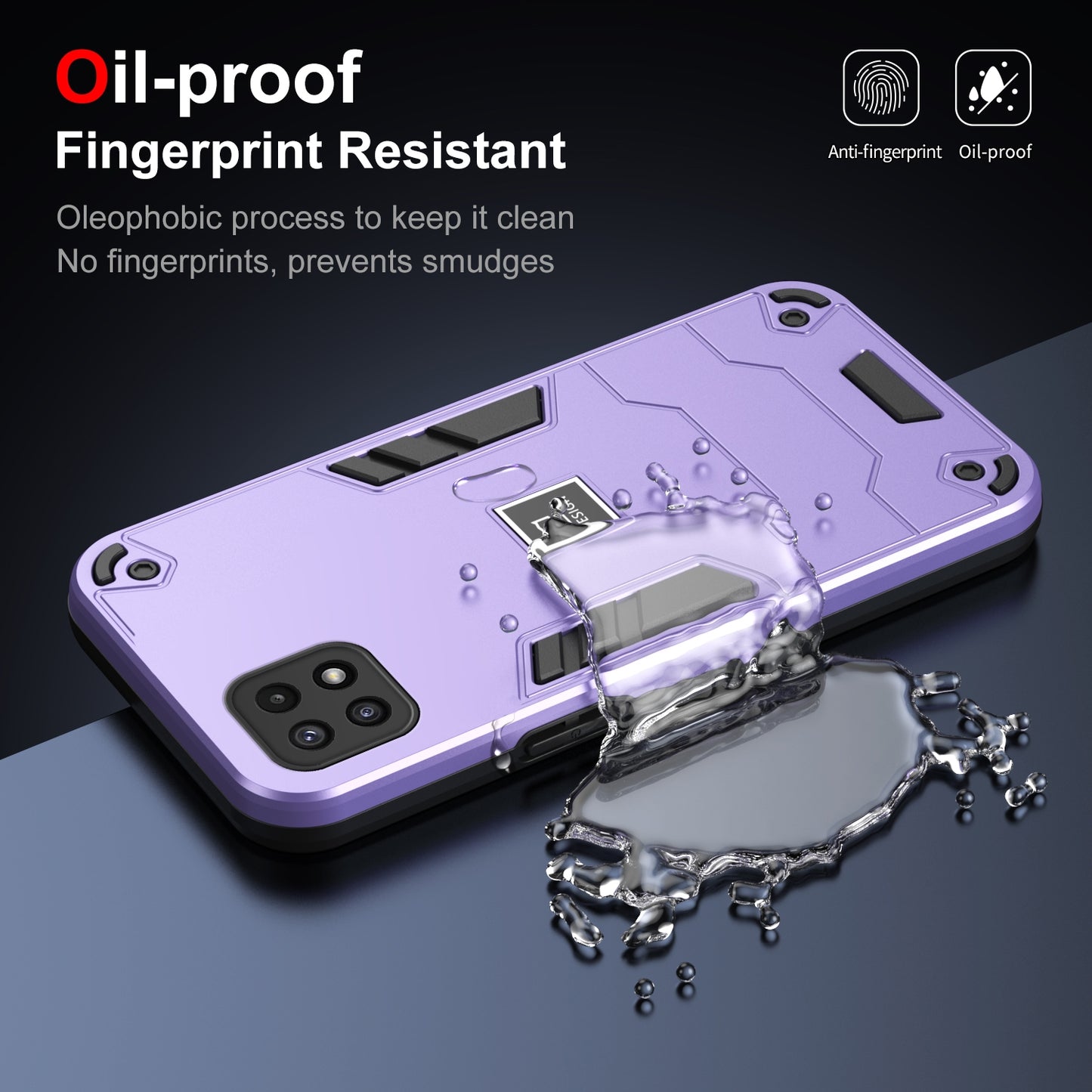 Samsung Galaxy A22 5G 2 in 1 Shockproof Phone Case, Rugged TPU+PC, Oil-Proof & Fingerprint Resistant, with Magnet-Ready