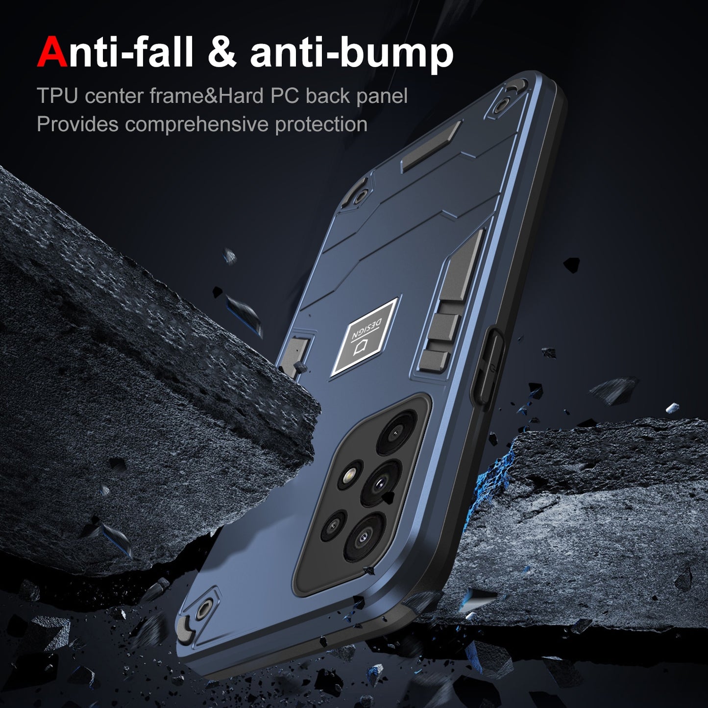 Samsung Galaxy A23 2 in 1 Shockproof Phone Case, Rugged TPU+PC, Oil-Proof & Fingerprint Resistant, with Magnet-Ready