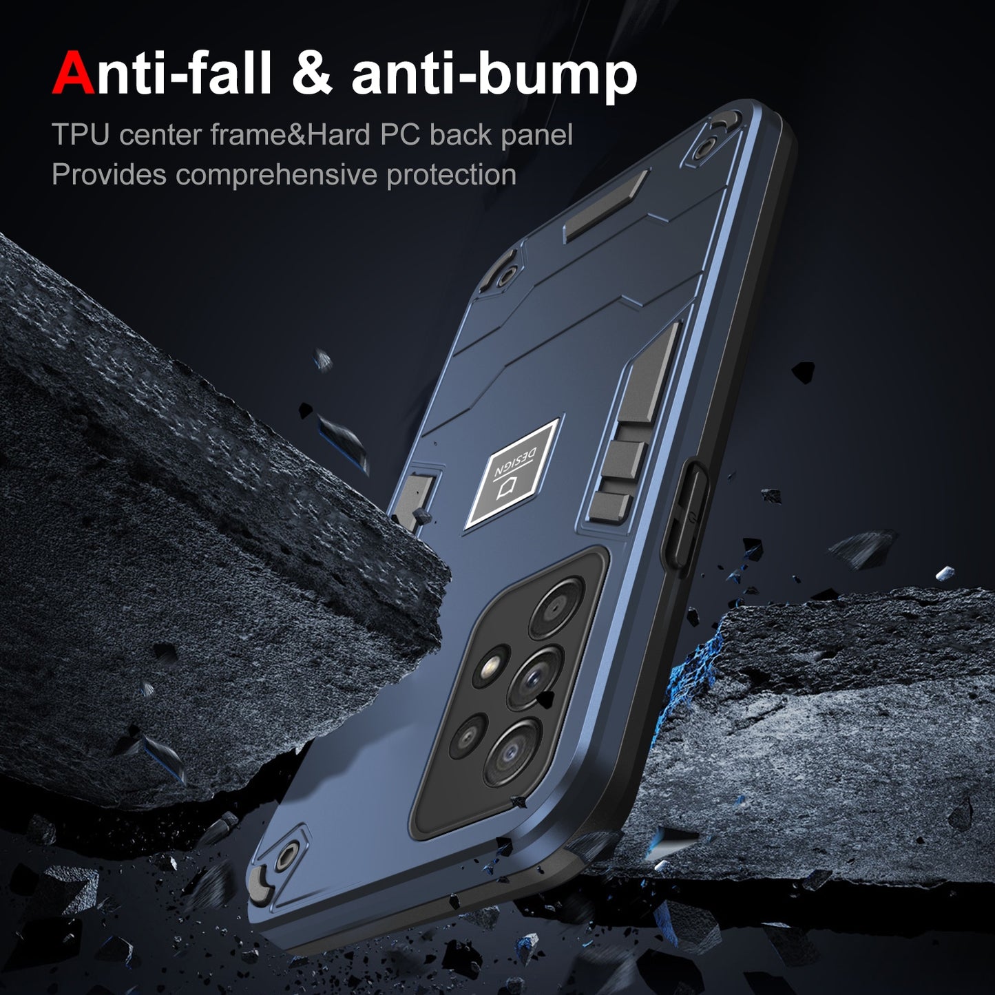 Samsung Galaxy A52 5G 2 in 1 Shockproof Phone Case, Rugged TPU+PC, Oil-Proof & Fingerprint Resistant, with Magnet-Ready