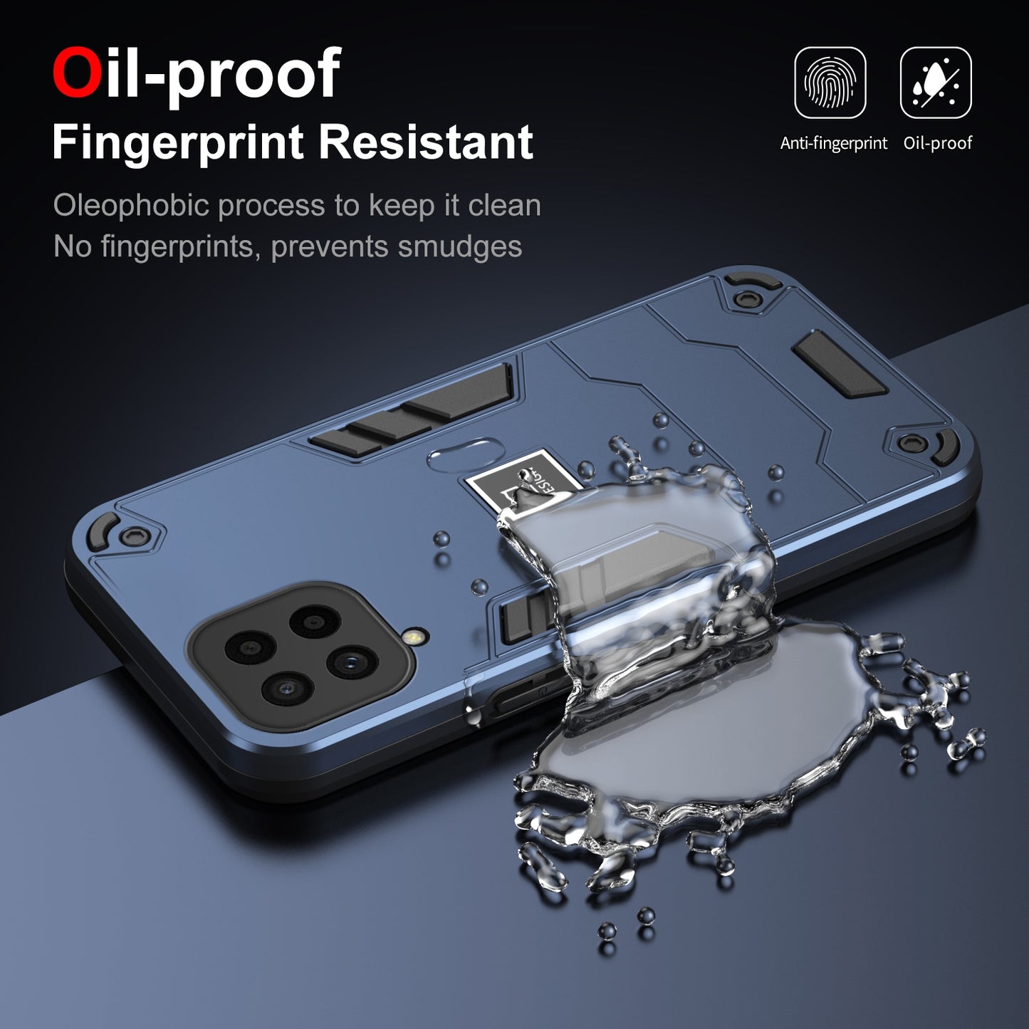 Samsung Galaxy M53 5G 2 in 1 Shockproof Phone Case, Rugged TPU+PC, Oil-Proof & Fingerprint Resistant, with Magnet-Ready