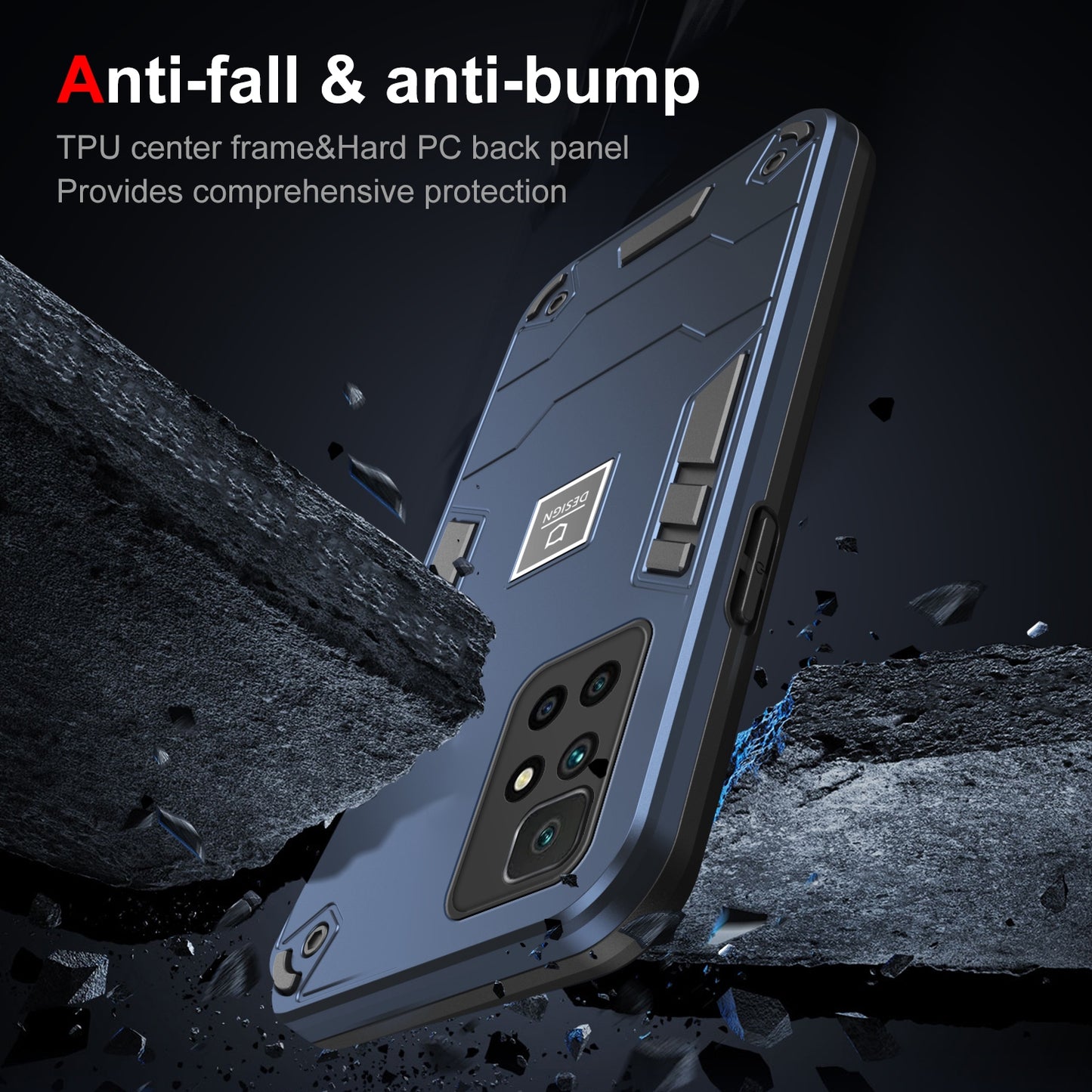 Xiaomi Redmi 10 2 in 1 Shockproof Phone Case, Rugged TPU+PC, Oil-Proof & Fingerprint Resistant, with Magnet-Ready
