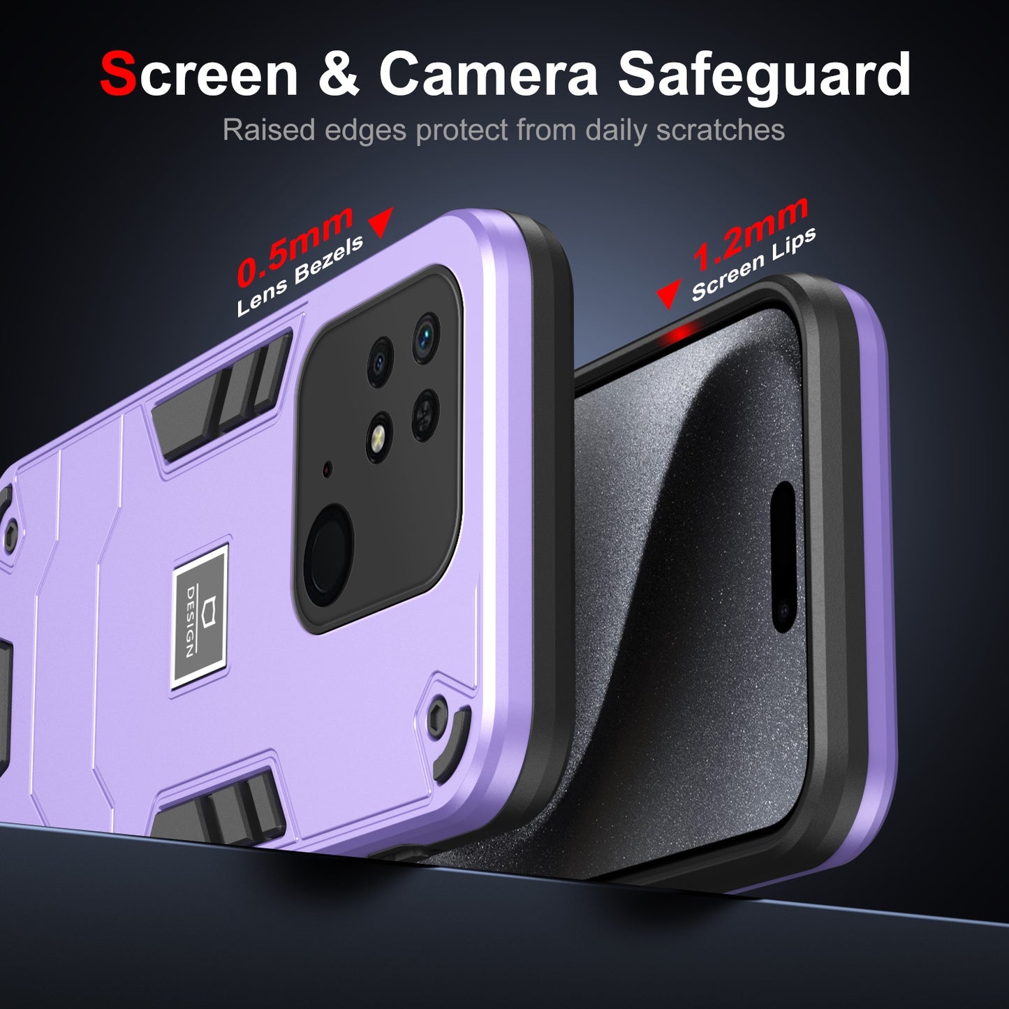 Xiaomi Redmi 10C 2 in 1 Shockproof Phone Case, Rugged TPU+PC, Oil-Proof & Fingerprint Resistant, with Magnet-Ready