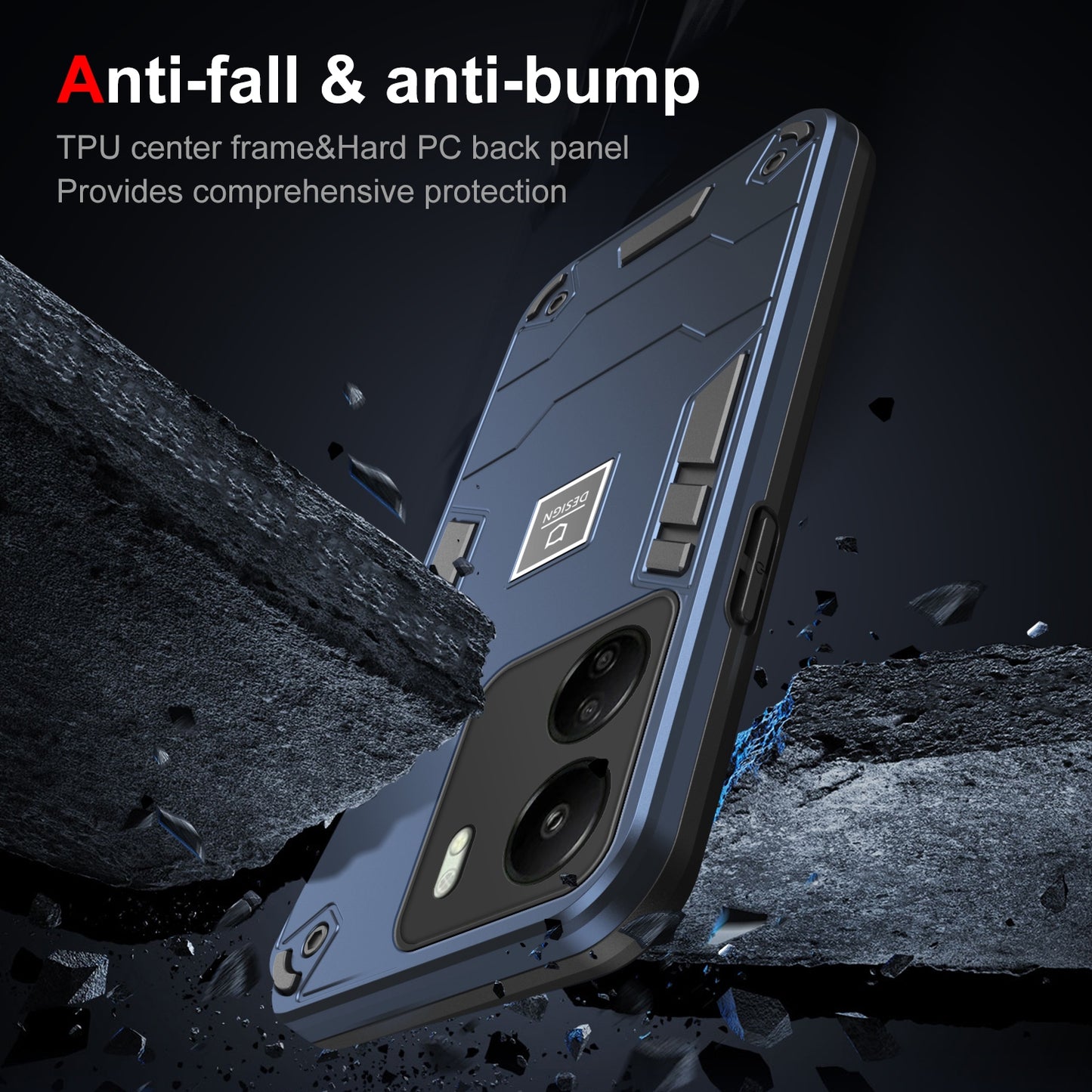 Xiaomi Redmi 13C 2 in 1 Shockproof Phone Case, Rugged TPU+PC, Oil-Proof & Fingerprint Resistant, with Magnet-Ready