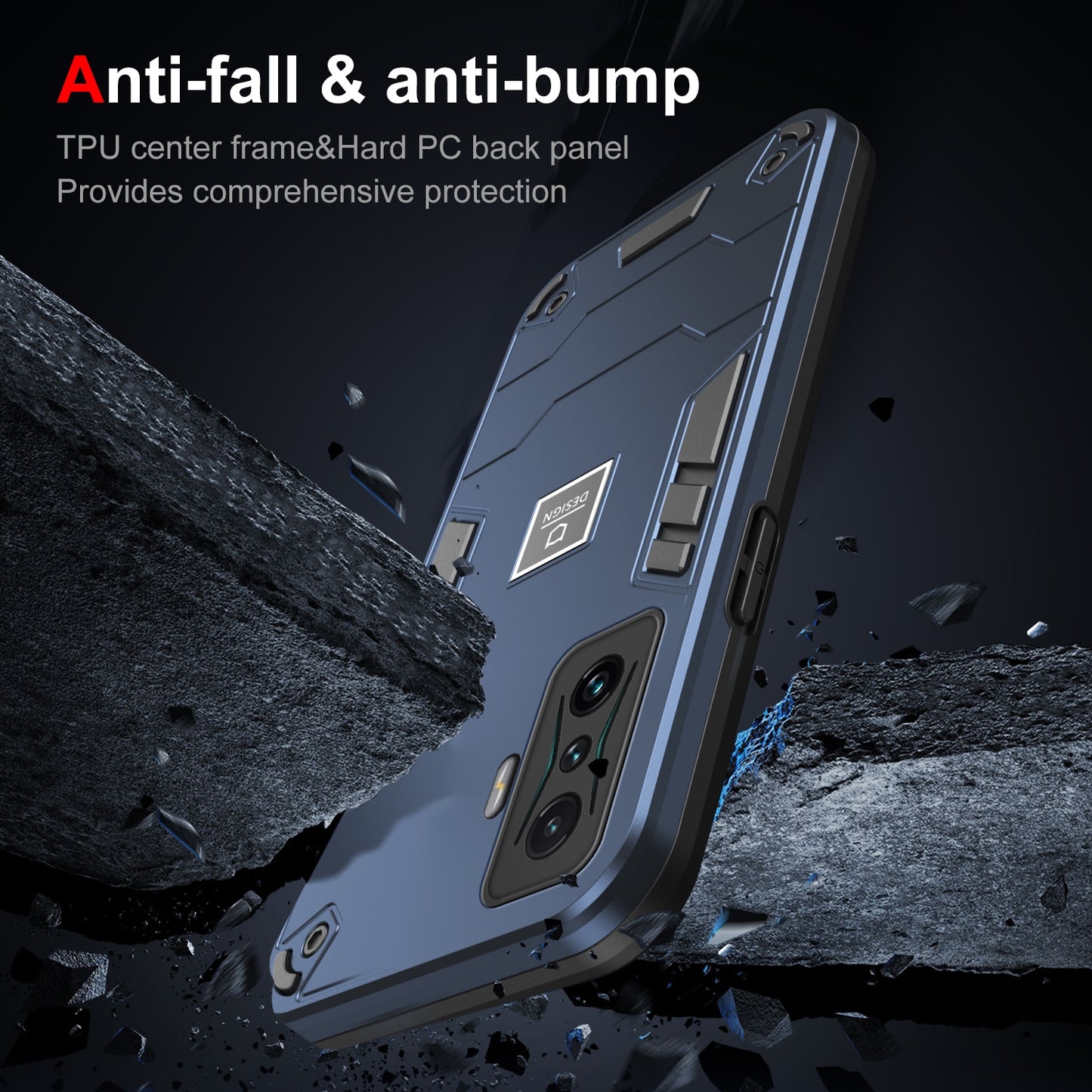 Xiaomi Redmi K50 Gaming 2 in 1 Shockproof Phone Case, Rugged TPU+PC, Oil-Proof & Fingerprint Resistant, with Magnet-Ready