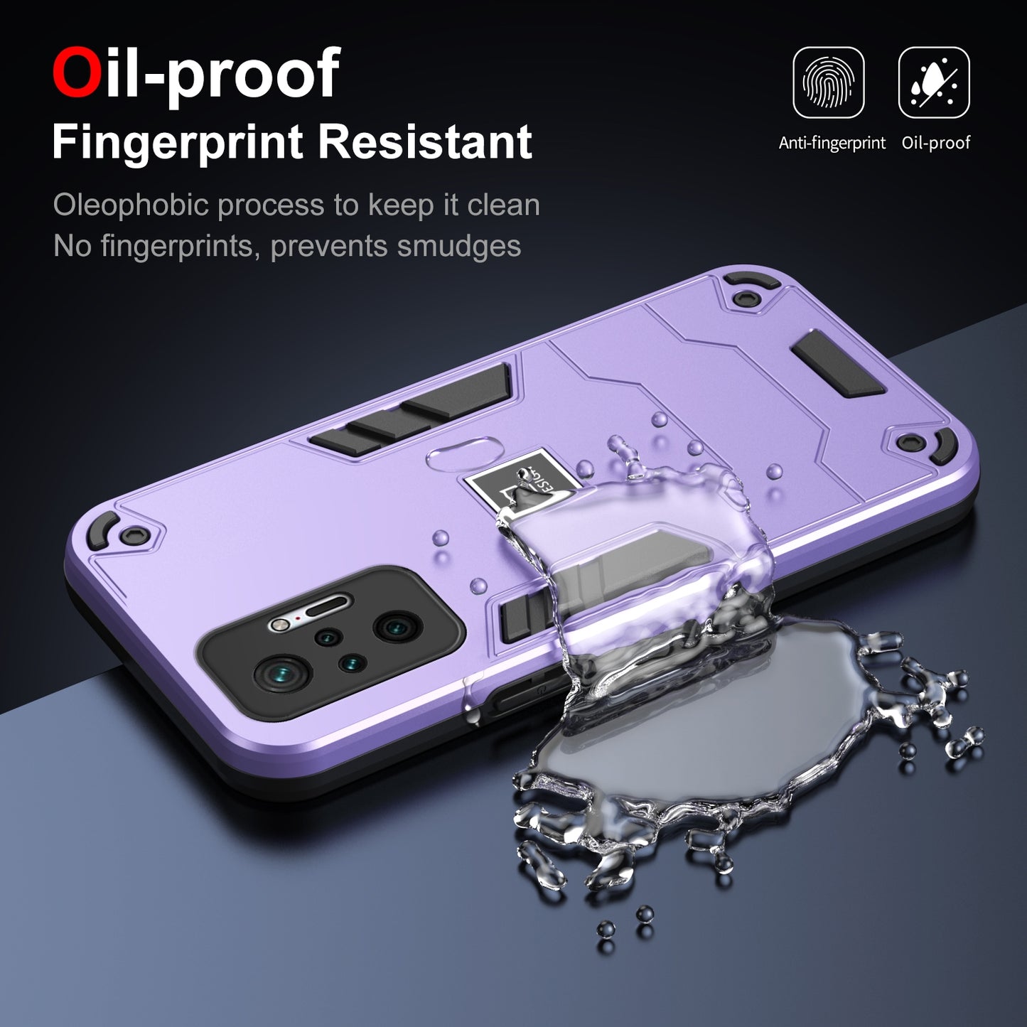 Xiaomi Redmi Note 10 Pro 4G 2 in 1 Shockproof Phone Case, Rugged TPU+PC, Oil-Proof & Fingerprint Resistant, with Magnet-Ready