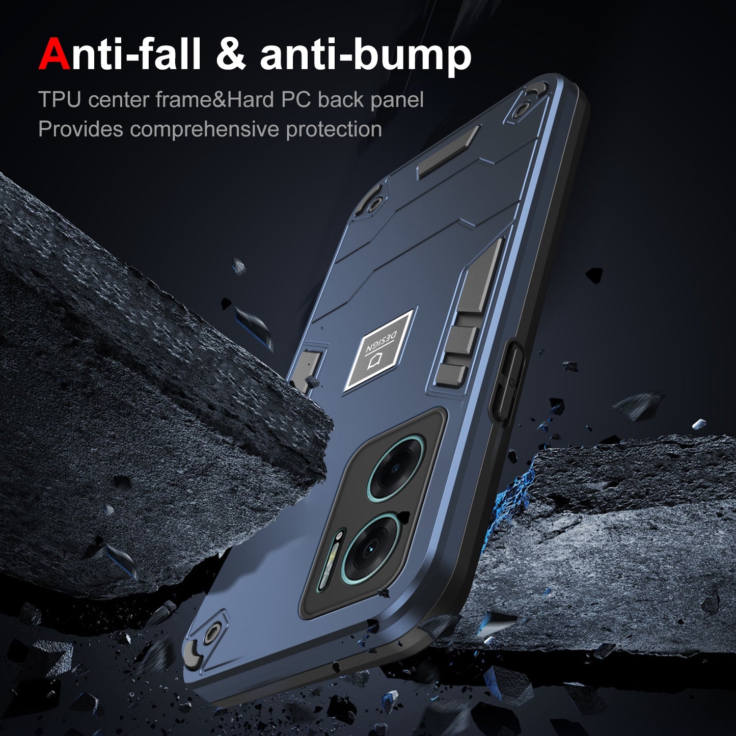 Xiaomi Redmi Note 11E 2 in 1 Shockproof Phone Case, Rugged TPU+PC, Oil-Proof & Fingerprint Resistant, with Magnet-Ready