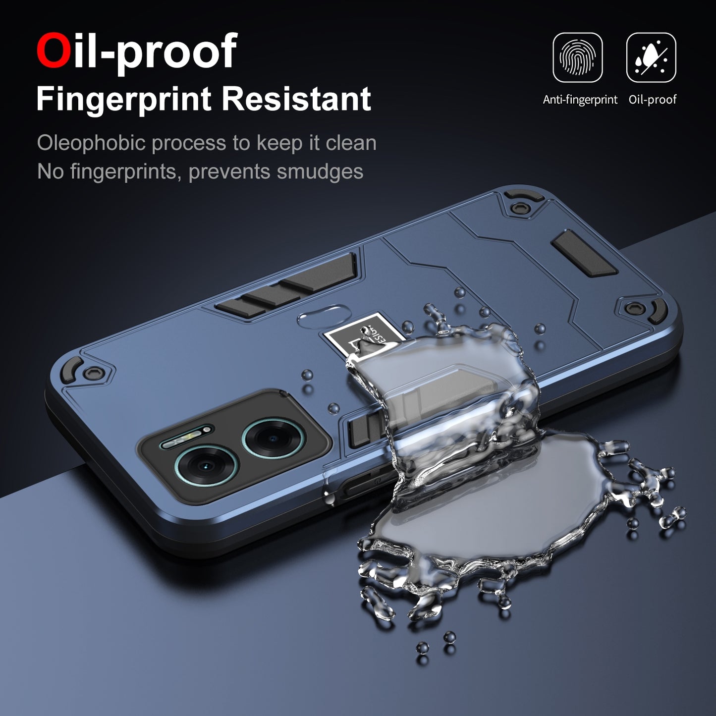 Xiaomi Redmi Note 11E 2 in 1 Shockproof Phone Case, Rugged TPU+PC, Oil-Proof & Fingerprint Resistant, with Magnet-Ready