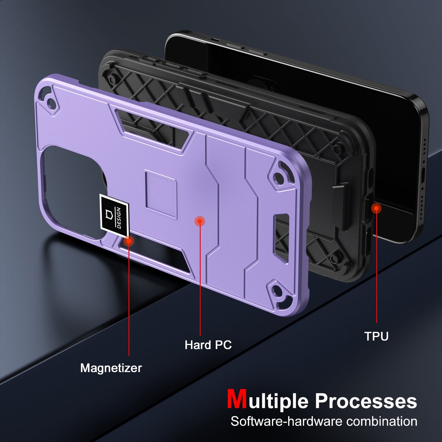 Xiaomi Redmi Note 11E 2 in 1 Shockproof Phone Case, Rugged TPU+PC, Oil-Proof & Fingerprint Resistant, with Magnet-Ready