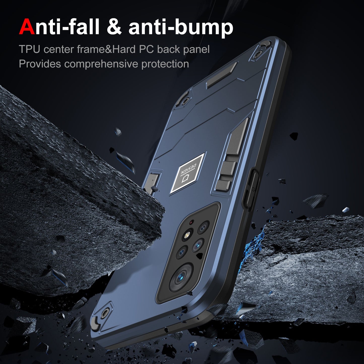 Xiaomi Redmi Note 11 Pro 4G 2 in 1 Shockproof Phone Case, Rugged TPU+PC, Oil-Proof & Fingerprint Resistant, with Magnet-Ready