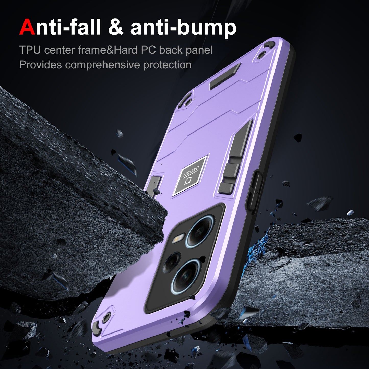 Xiaomi Redmi Note 12 Pro Global 2 in 1 Shockproof Phone Case, Rugged TPU+PC, Oil-Proof & Fingerprint Resistant, with Magnet-Ready