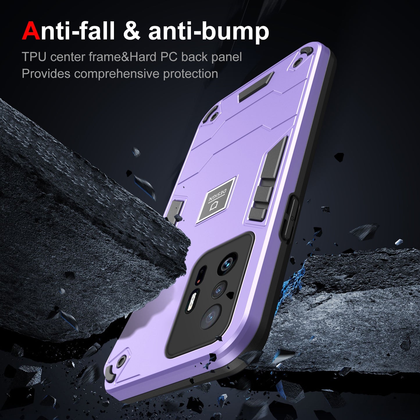 Xiaomi Mi 11T 2 in 1 Shockproof Phone Case, Rugged TPU+PC, Oil-Proof & Fingerprint Resistant, with Magnet-Ready