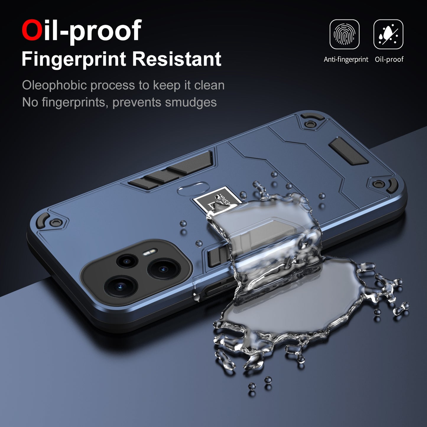 Xiaomi Poco F5 5G 2 in 1 Shockproof Phone Case, Rugged TPU+PC, Oil-Proof & Fingerprint Resistant, with Magnet-Ready